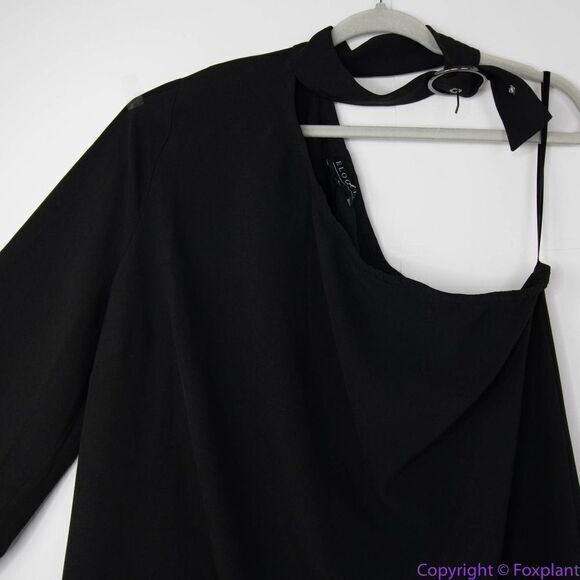 NEW Eloquii Black One Shoulder Dress with Buckle Detail, 18‎ - Picture 5 of 16
